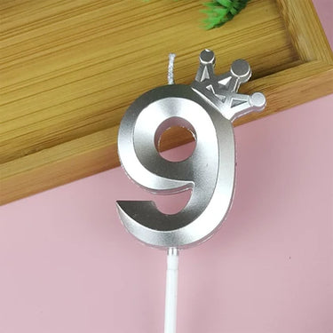 Number 9 Crown Designed Birthday Candle